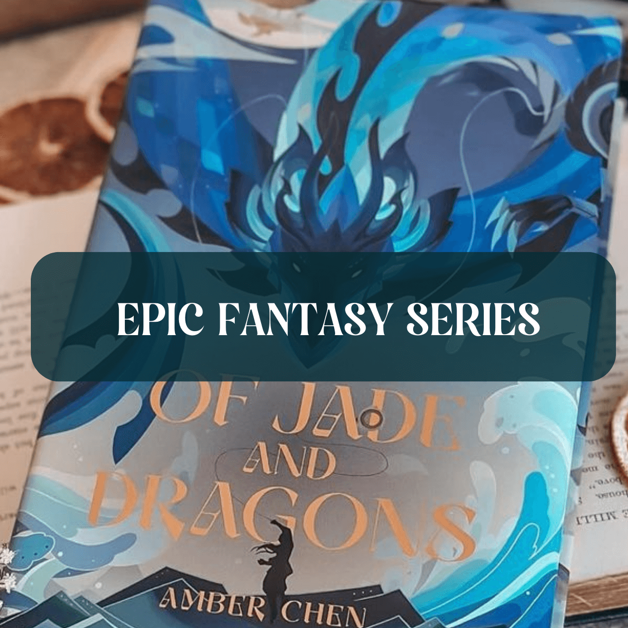 Graphic with fantasy series theme