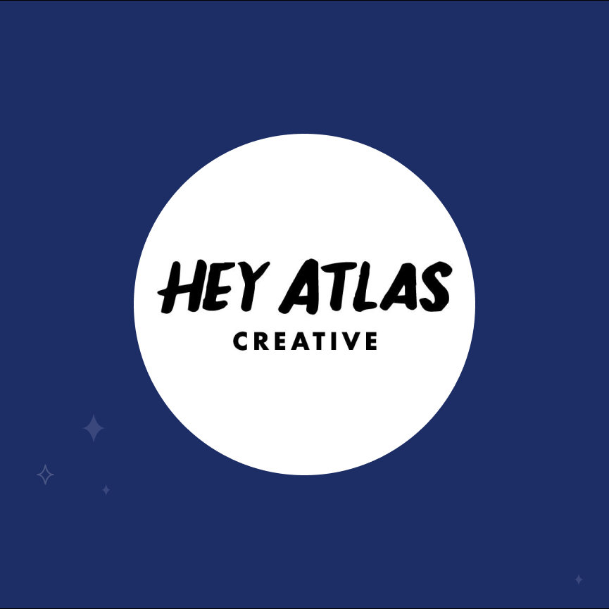 Hey Atlas Creative logo on navy background