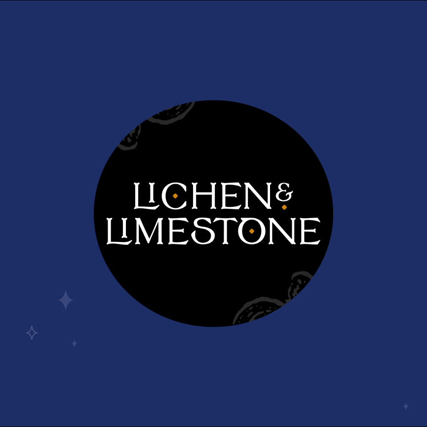 Lichen & Limestone logo on navy background