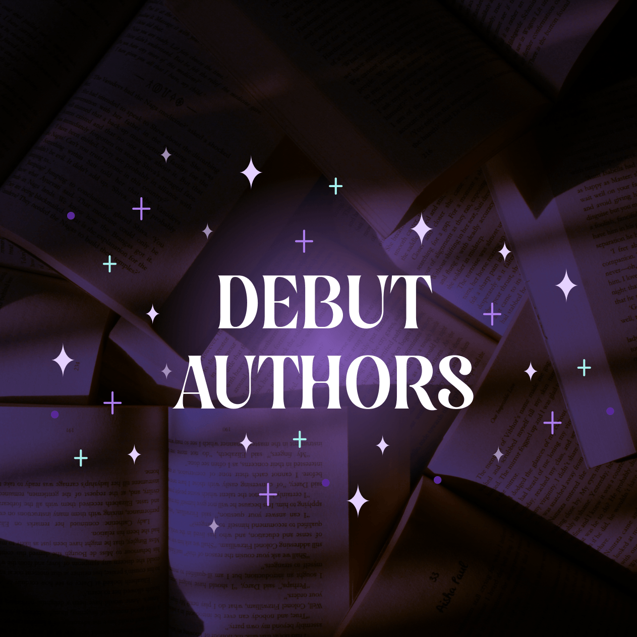 Graphic with text which reads "DEBUT AUTHORS"