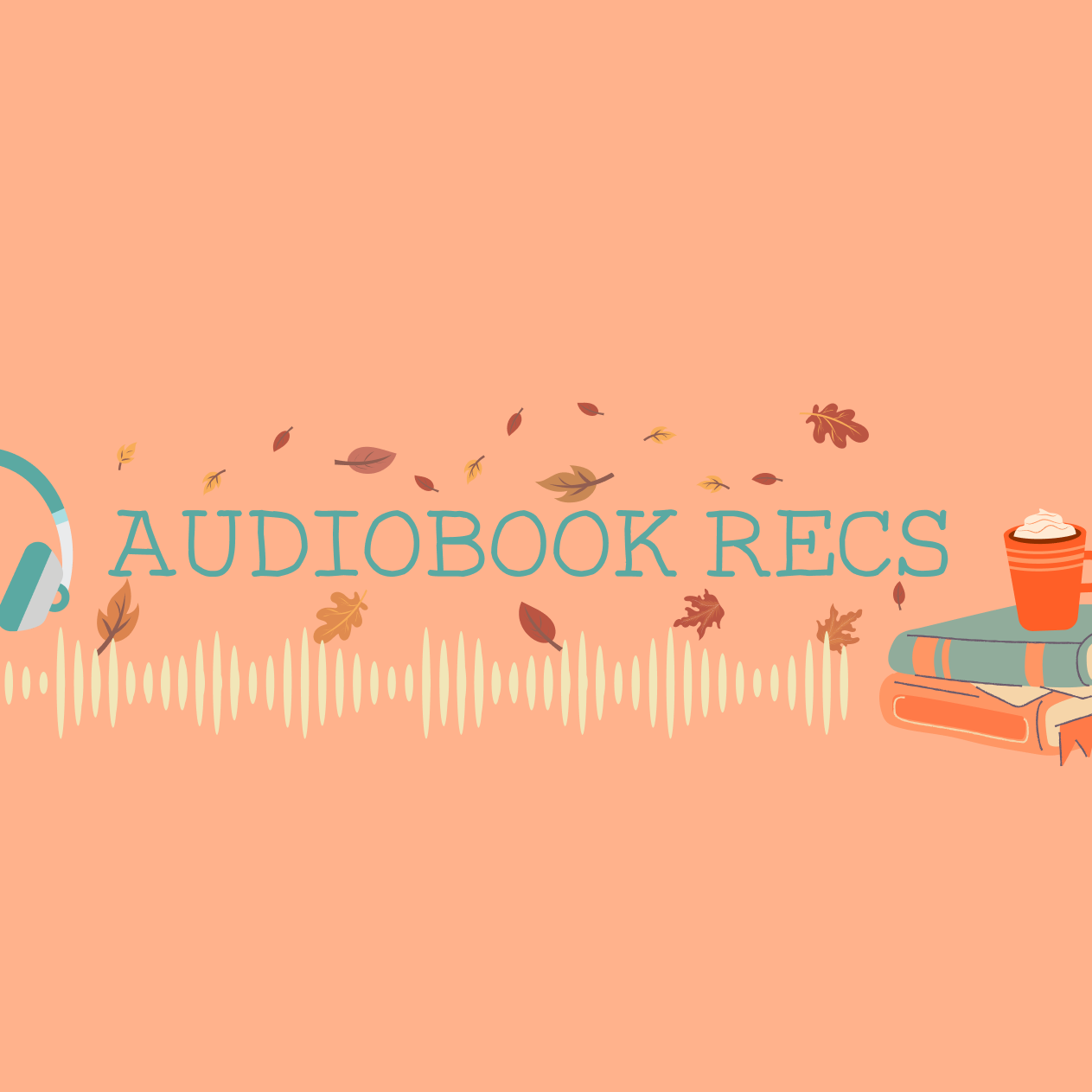 Graphic with audiobook and fall theme