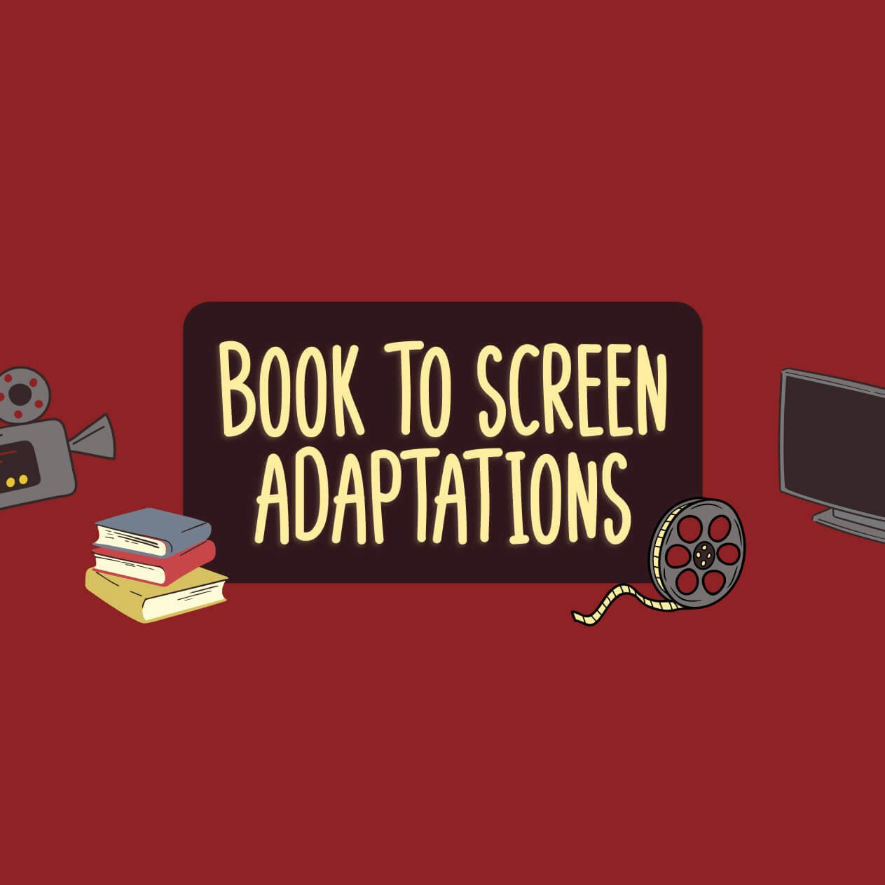 Graphic with book and movies theme