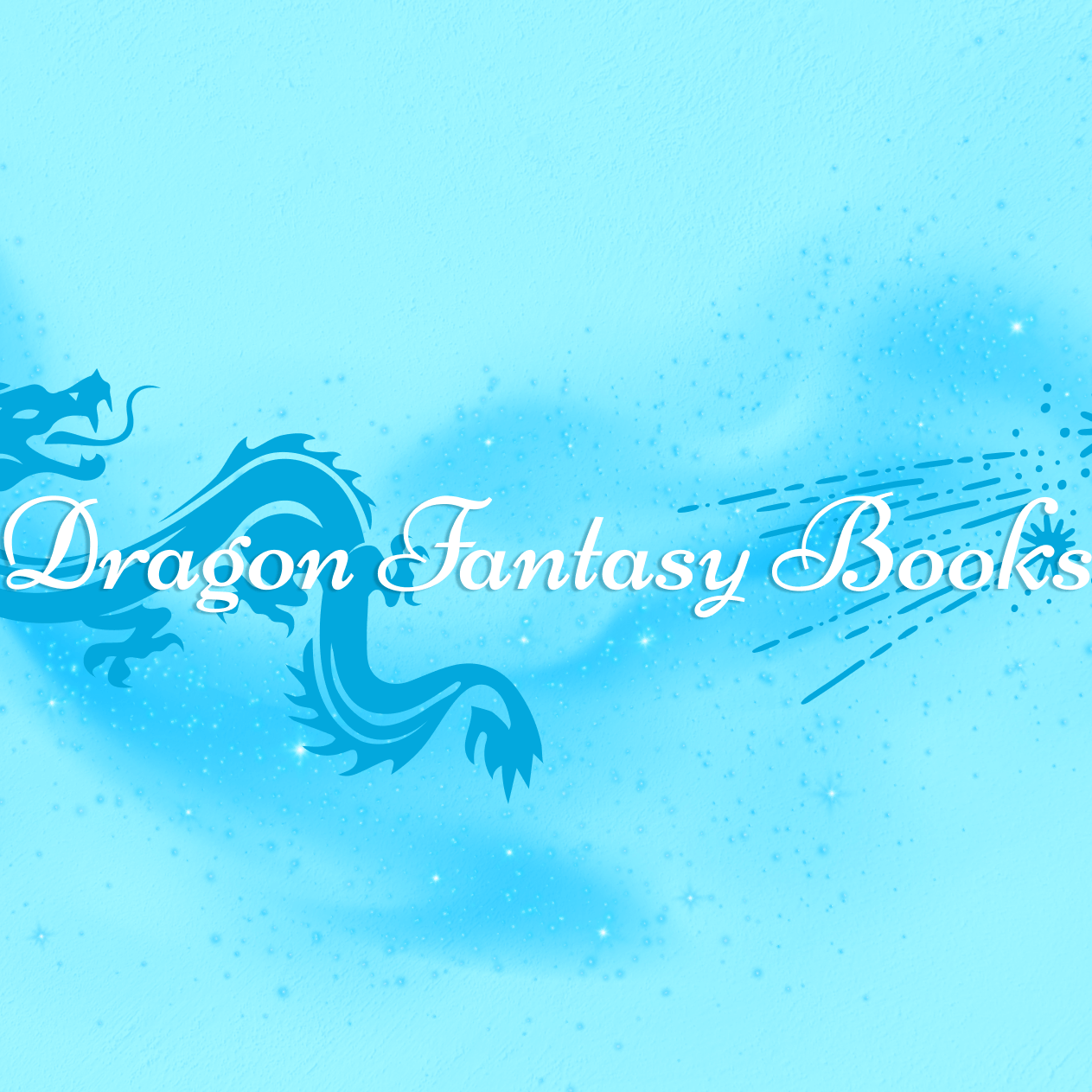 Image showing a dragon with the phrase Dragon Fantasy Books on a blue background