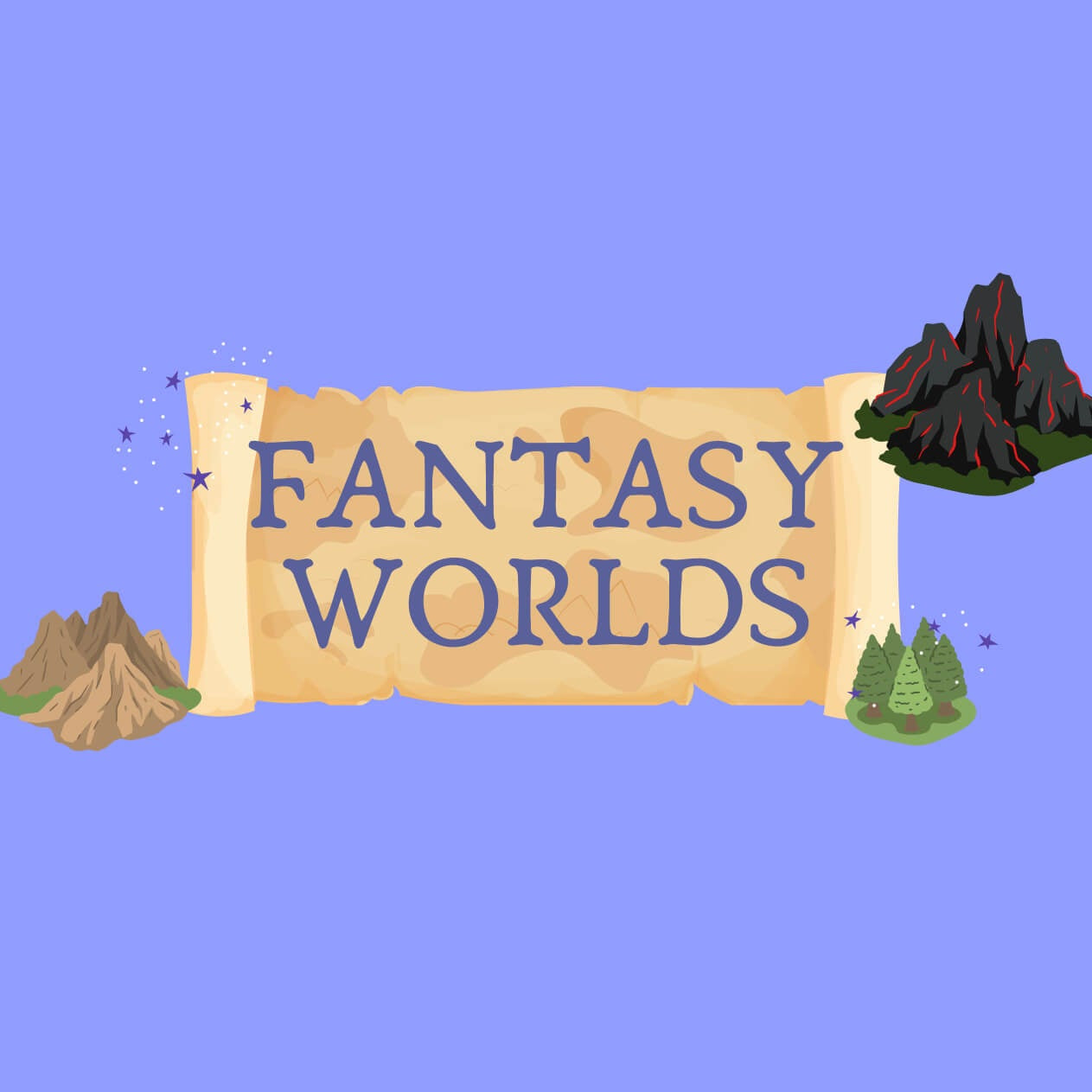Graphic with Fantasy Worlds theme