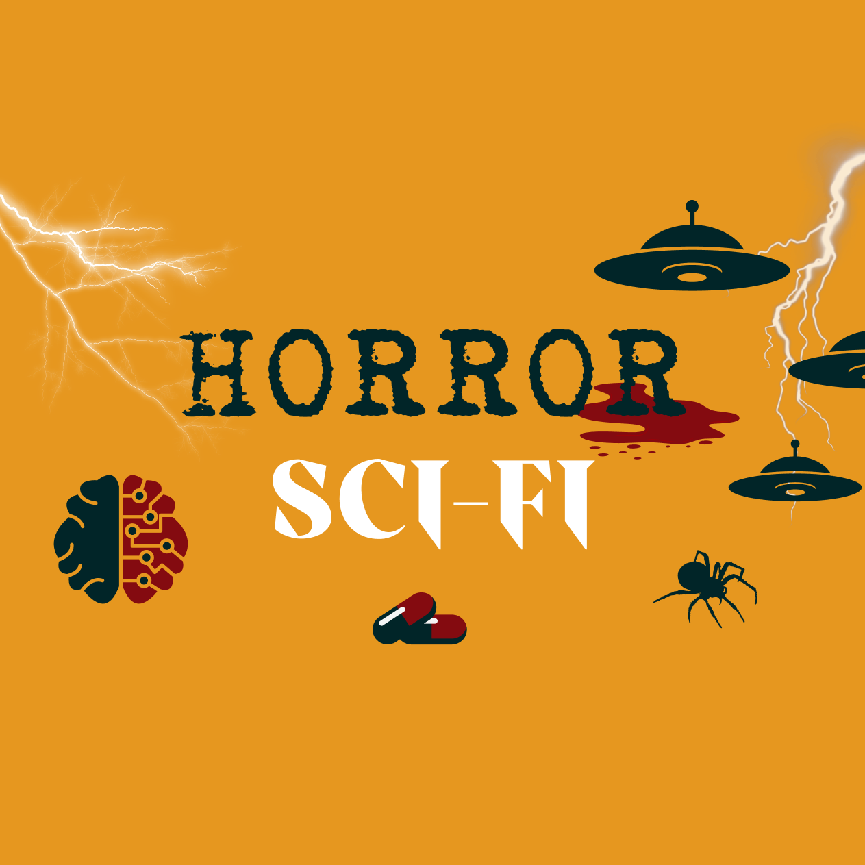Graphic with Scary Sci-Fi theme