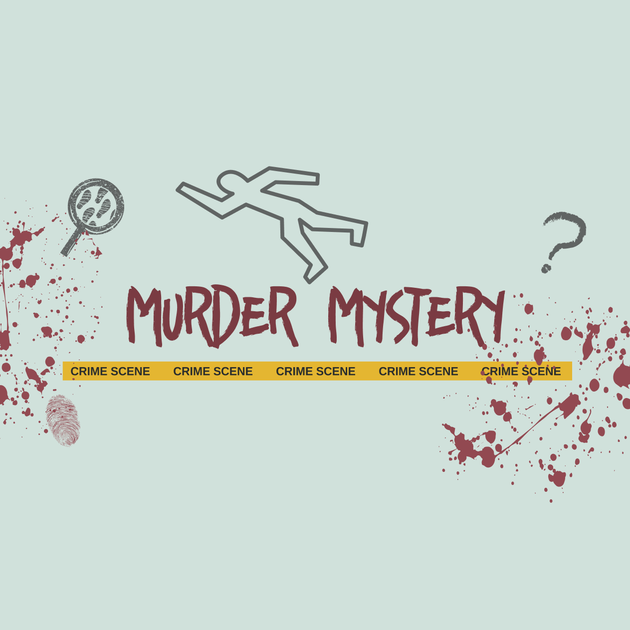 Graphic with murder mystery theme