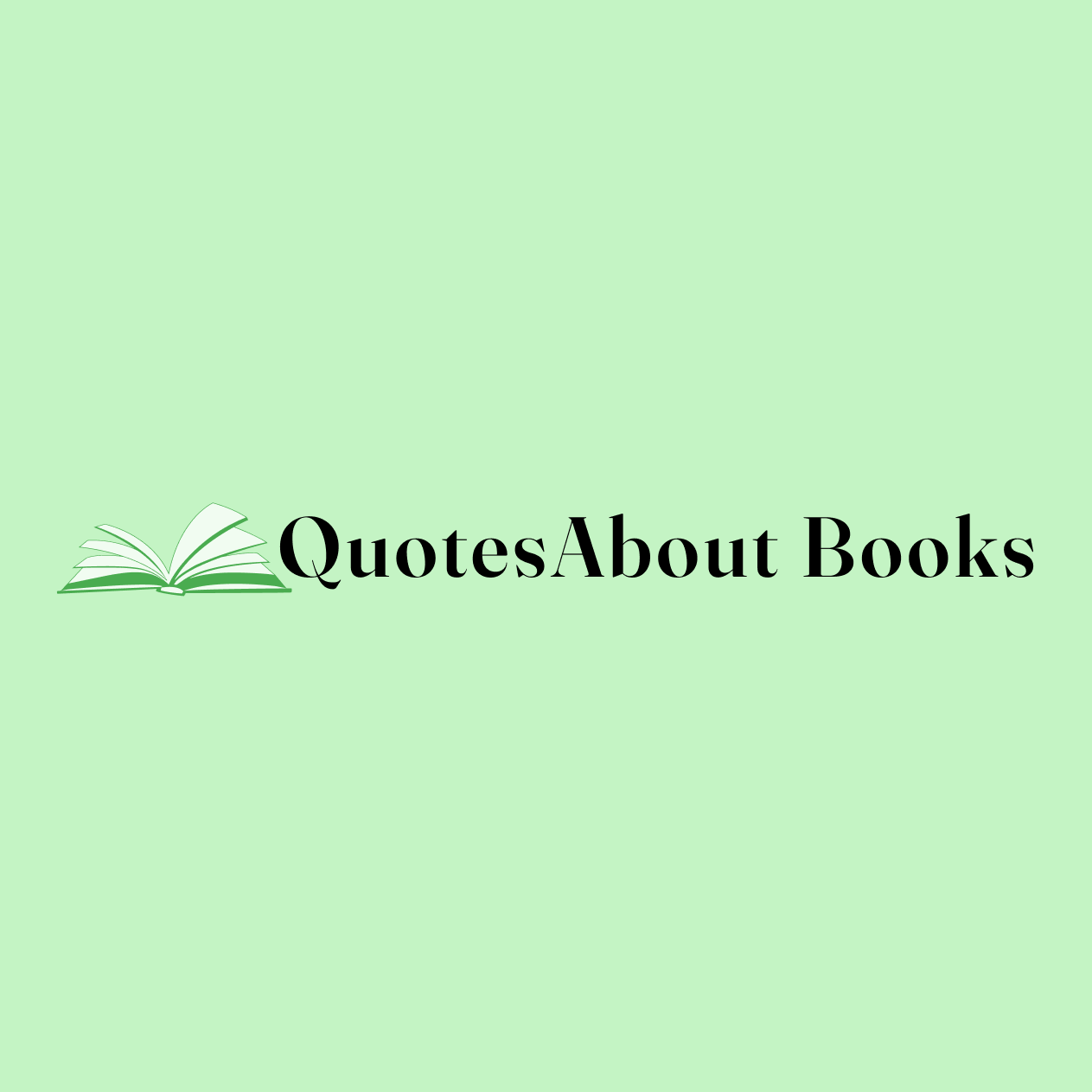 Green graphic with an icon of a book and text "Quotes About Books"