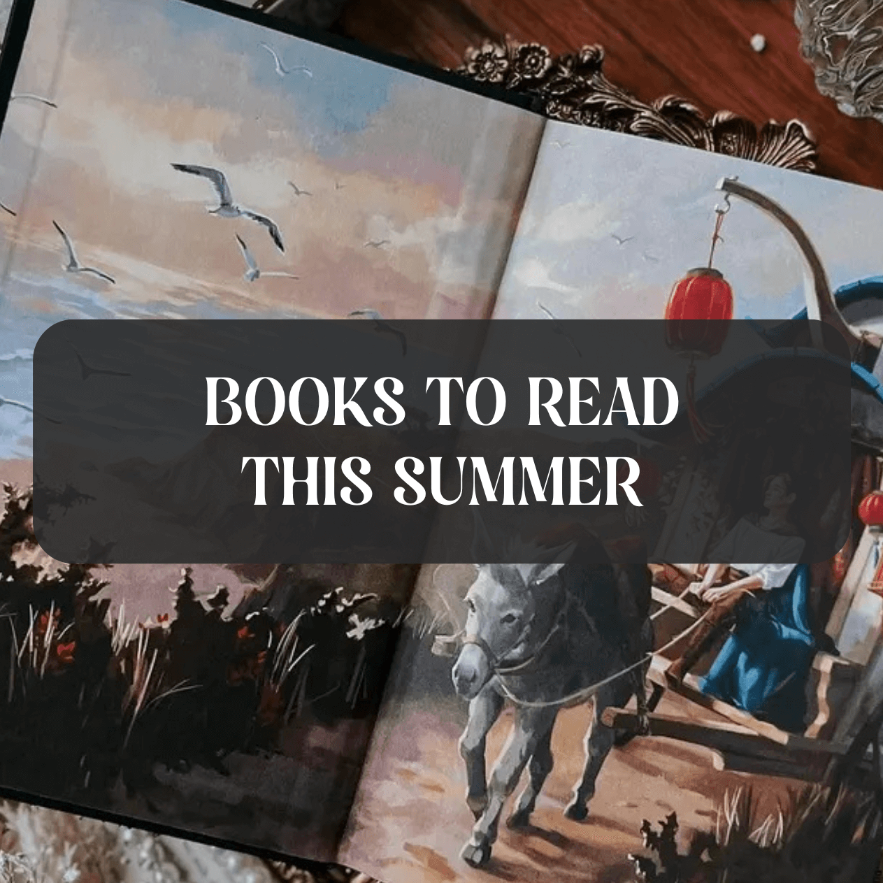 Graphic with books to read this summer 2025