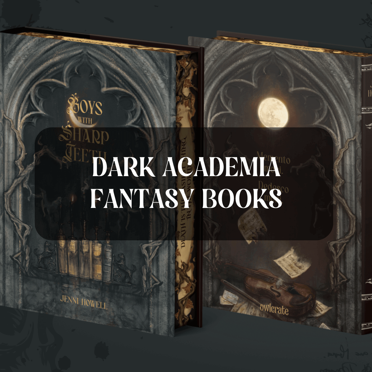 Graphic with Dark Academia Fantasy theme
