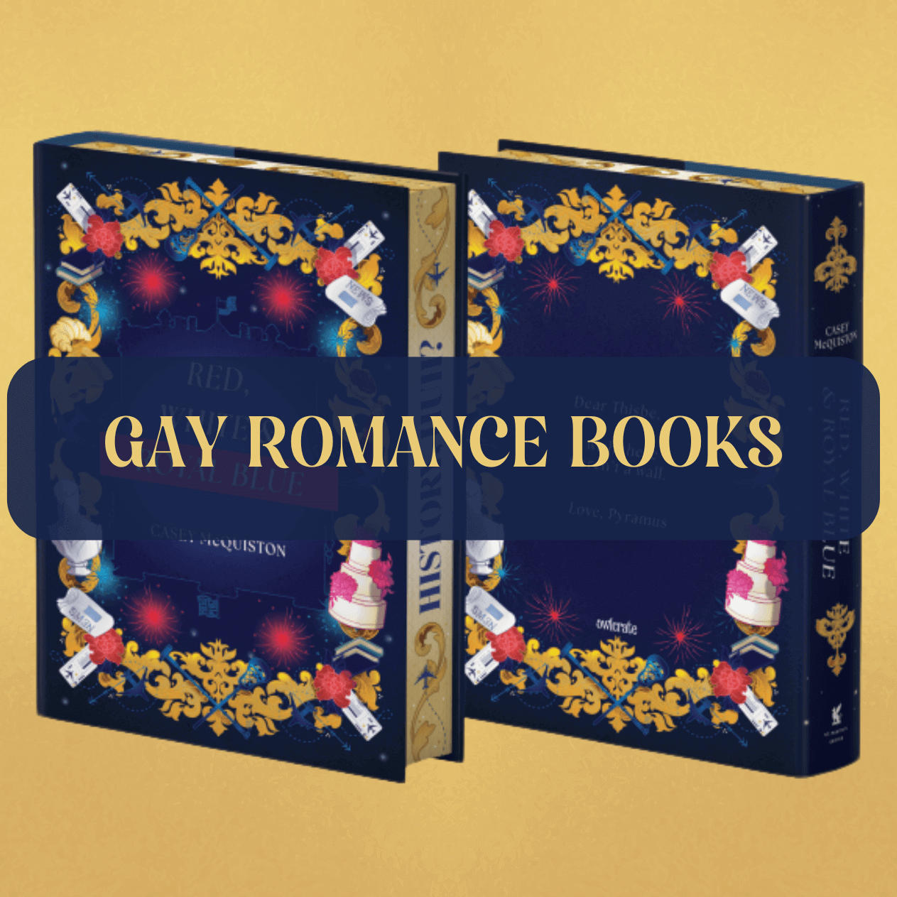 Graphic with text that says "Gay Romance Books"