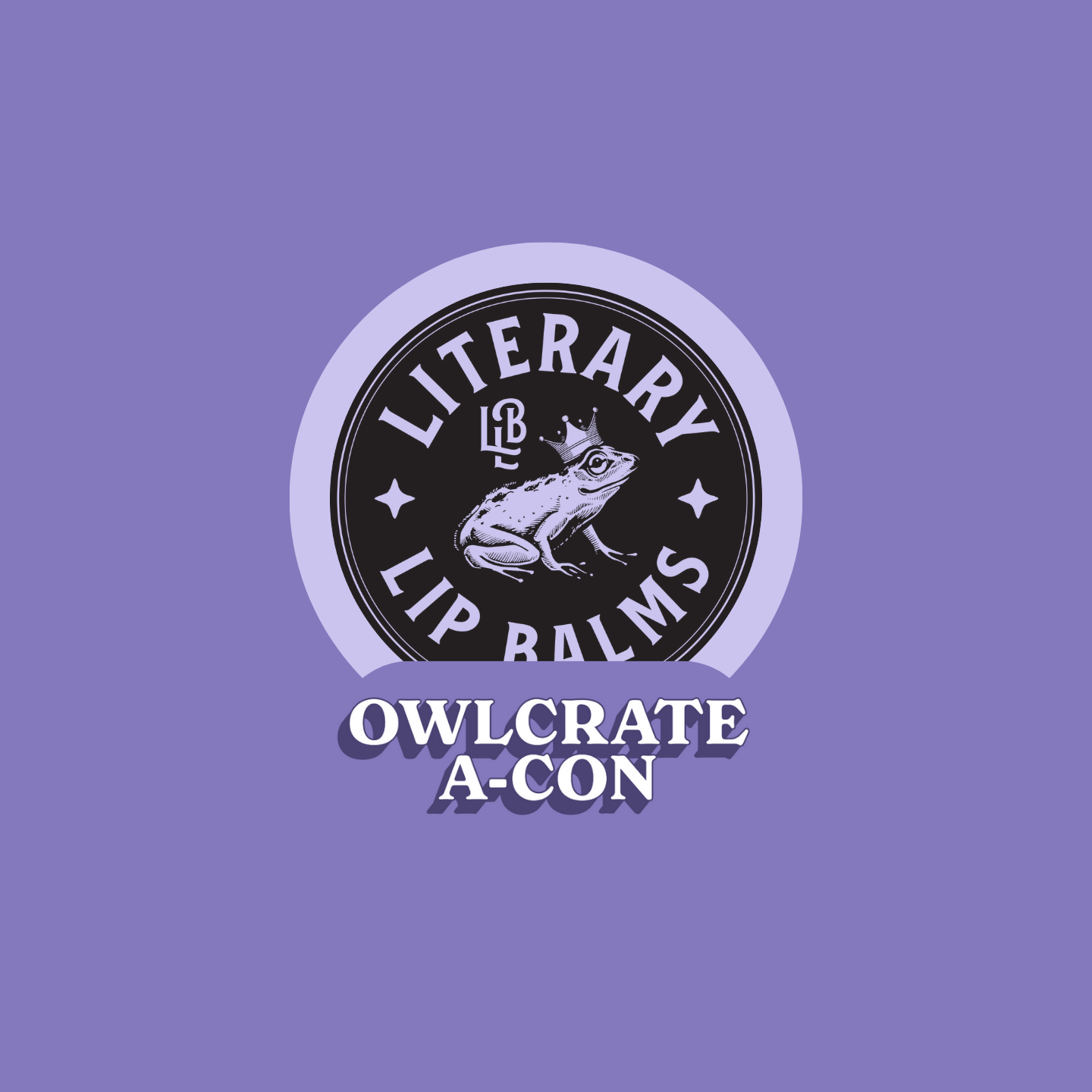 Literary Lip Balms logo on purple background