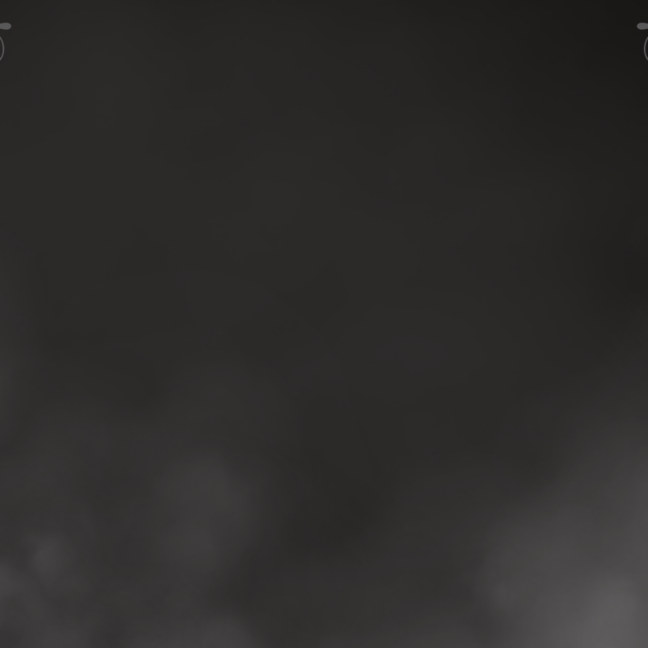 Smoky grey haze framed by a red rose and flame, with light grey ornamentals at the corners.