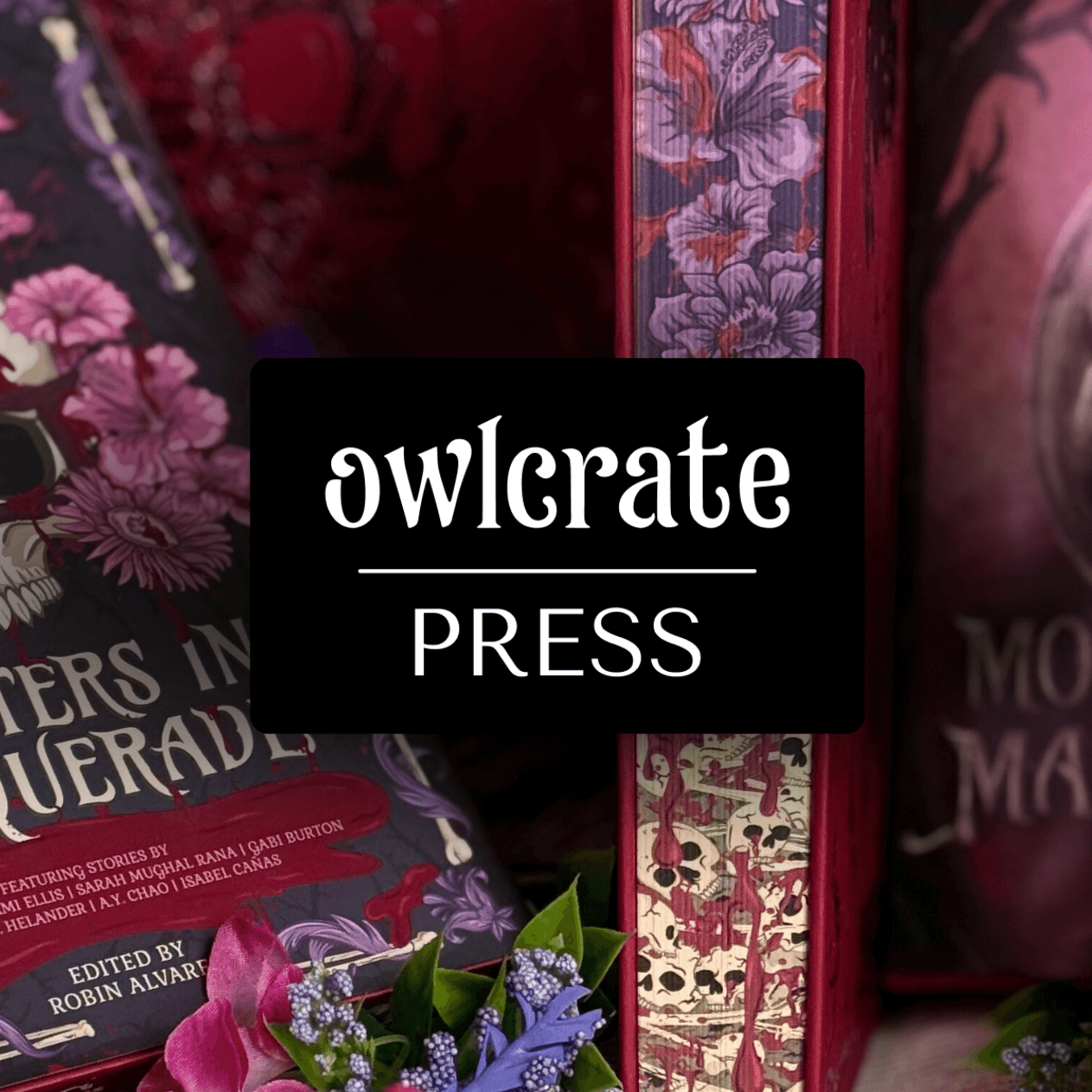 Graphic with photo of Monsters in Masquerade and OwlCrate Press Logo