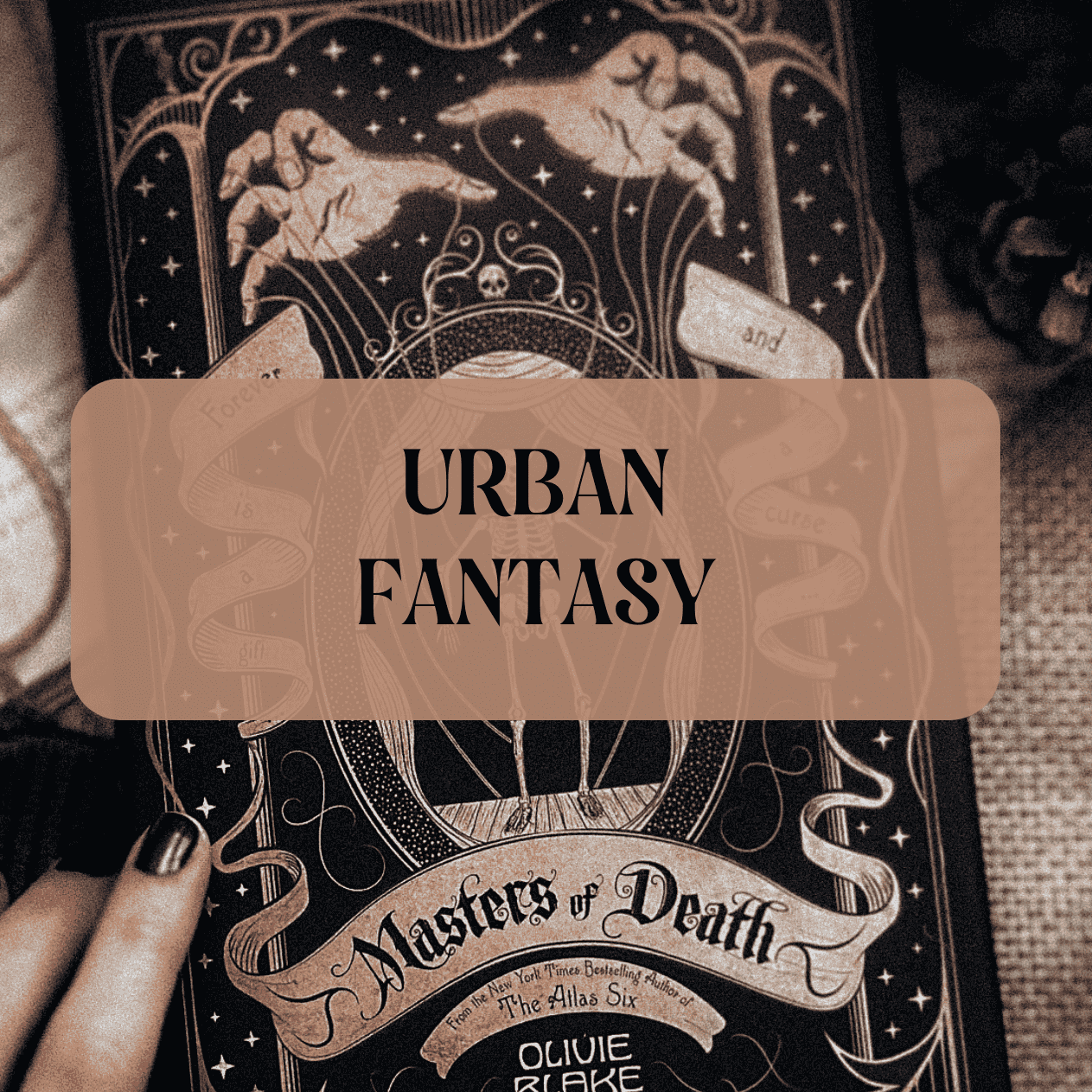 Graphic with books and text that reads "Urban Fantasy"