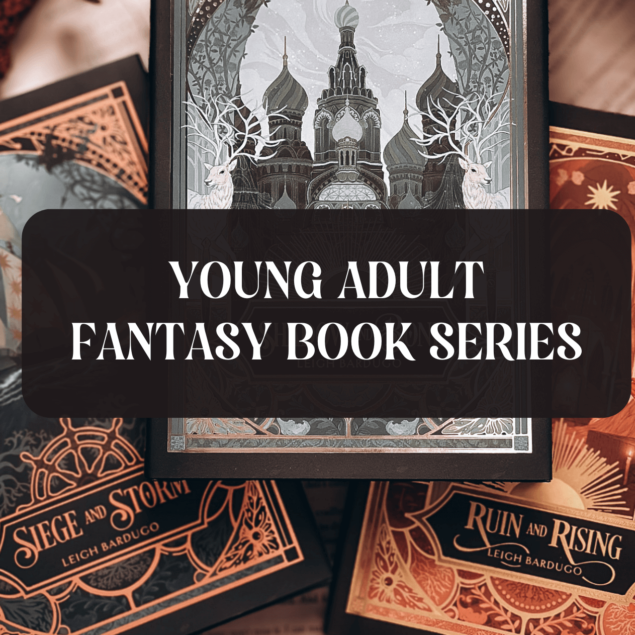 Graphic with photo of book and text which reads "young adult fantasy book series"