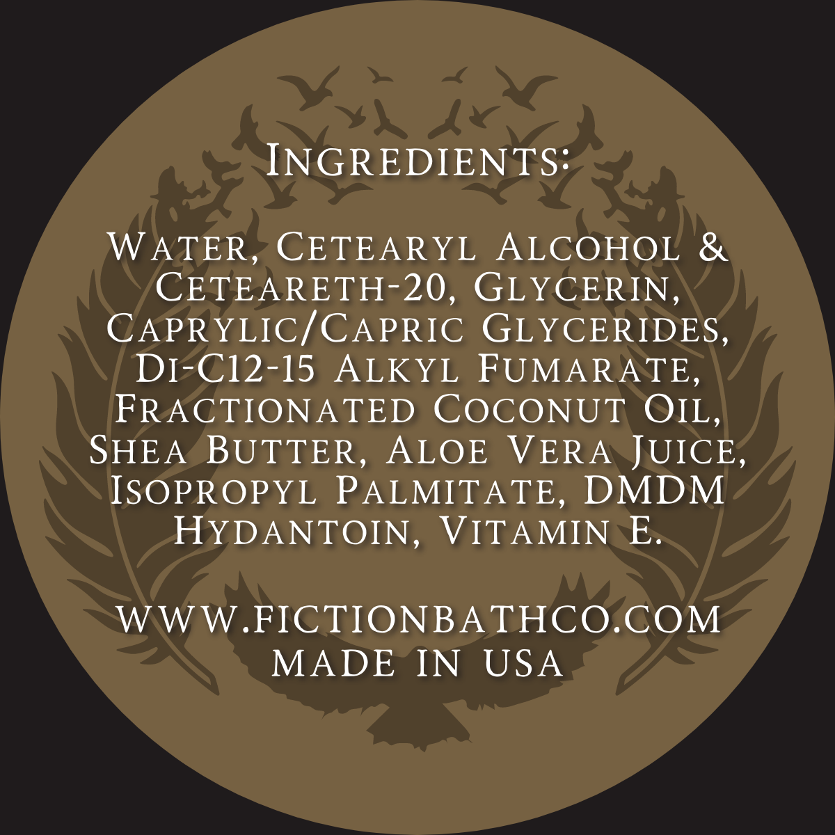 Ingredients: water, cetearyl alcohol & ceteareth-20, glycerin, caprylic/capric glycerides, DI-C12-15 alkyl fumarate, fractionated coconut oil, shea butter, aloe vera juice, isopropyl palmitate, DMDM hydantoin, vitamin E