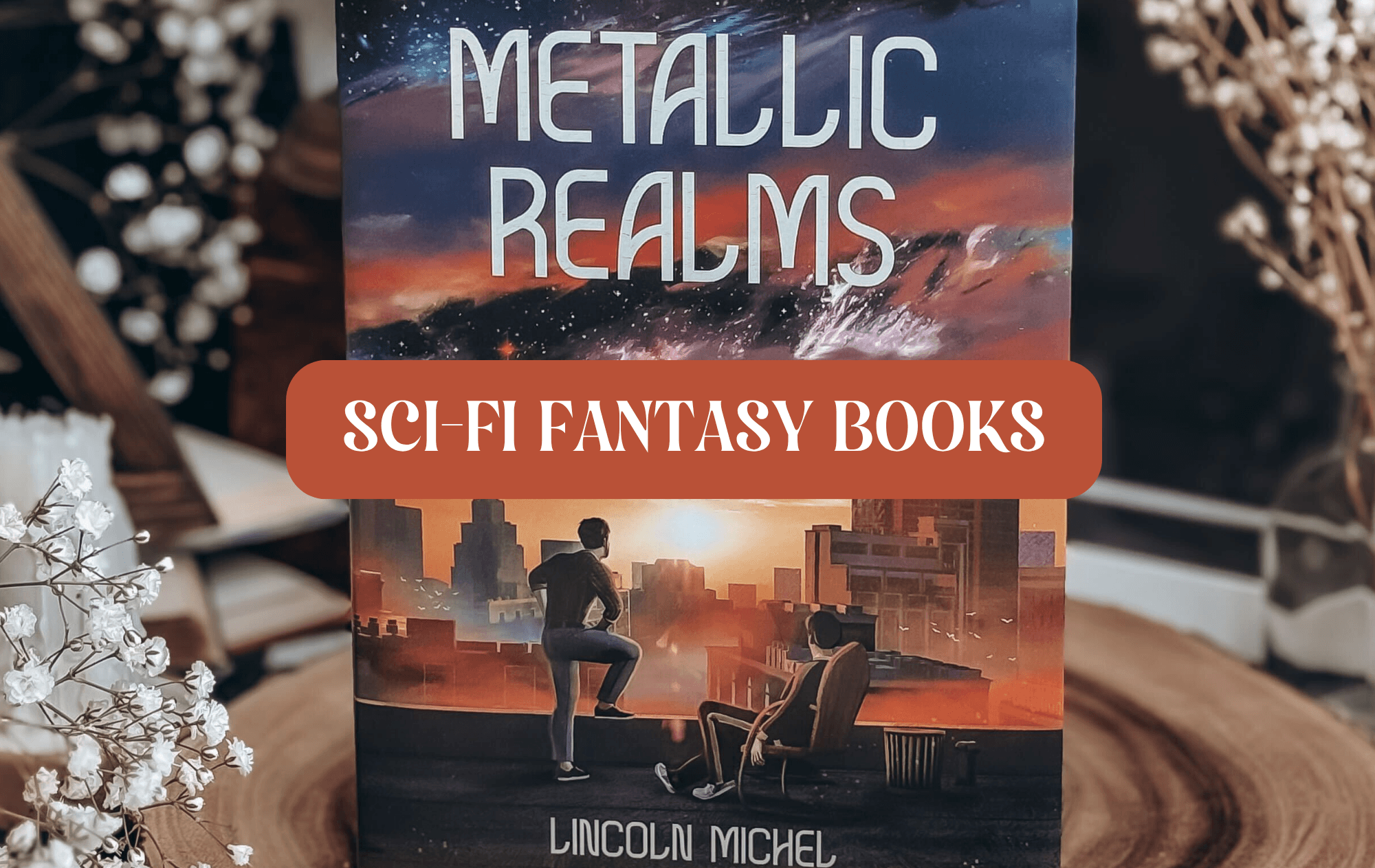 Graphic with photo of book and text which reads "Sci-Fi Fantasy Books"