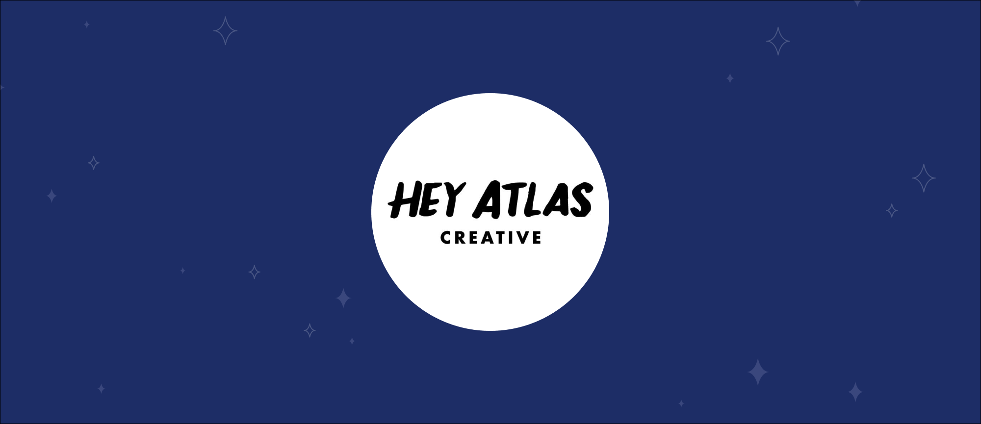 Hey Atlas Creative logo on navy background