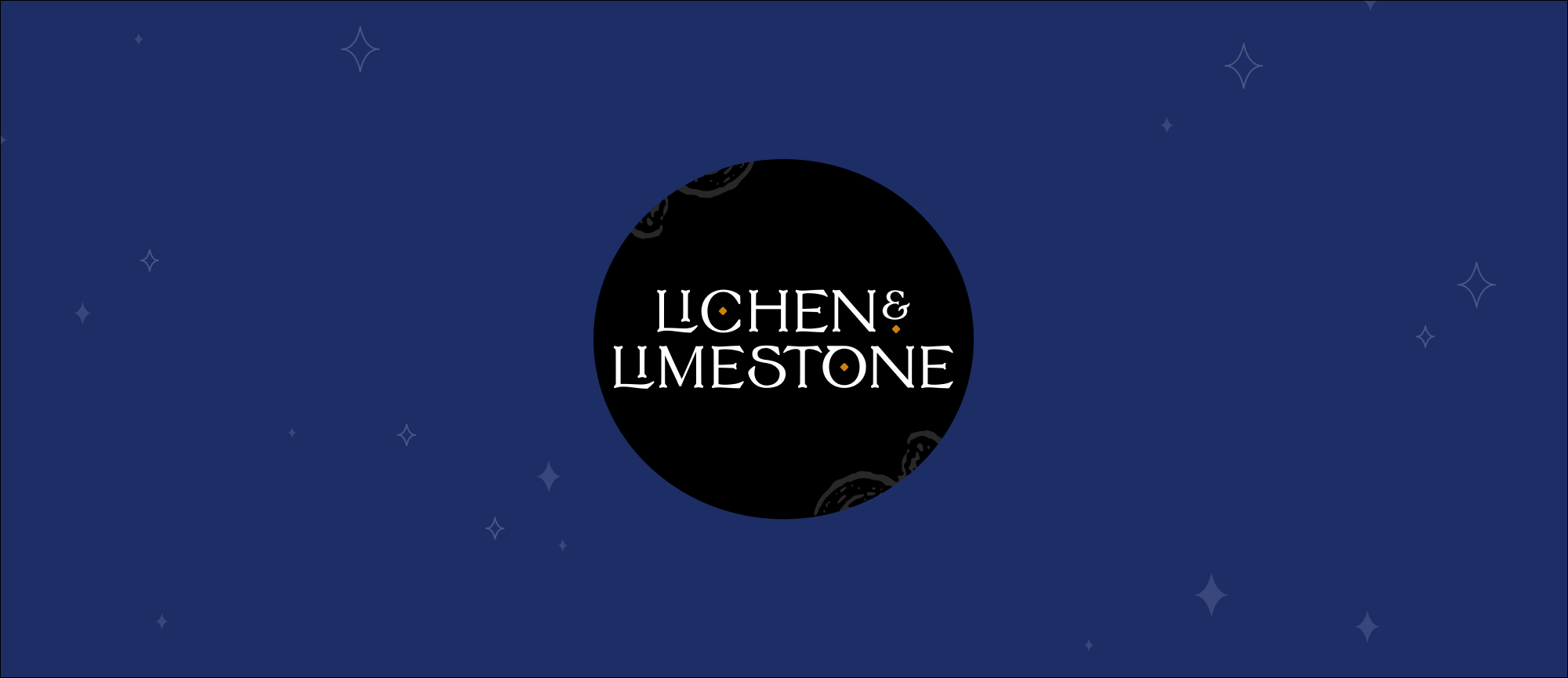 Lichen & Limestone logo on navy background