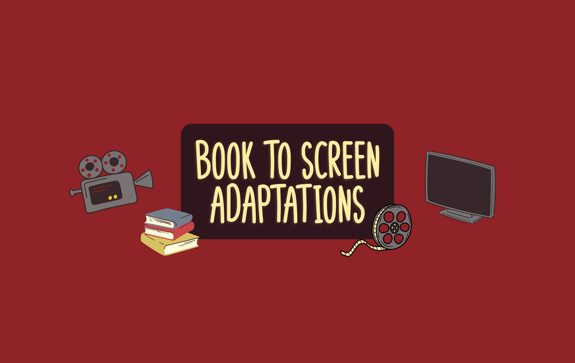 Graphic with book and movies theme