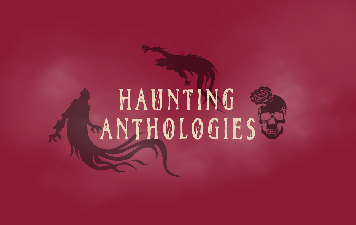 Graphic with horror anthology books theme