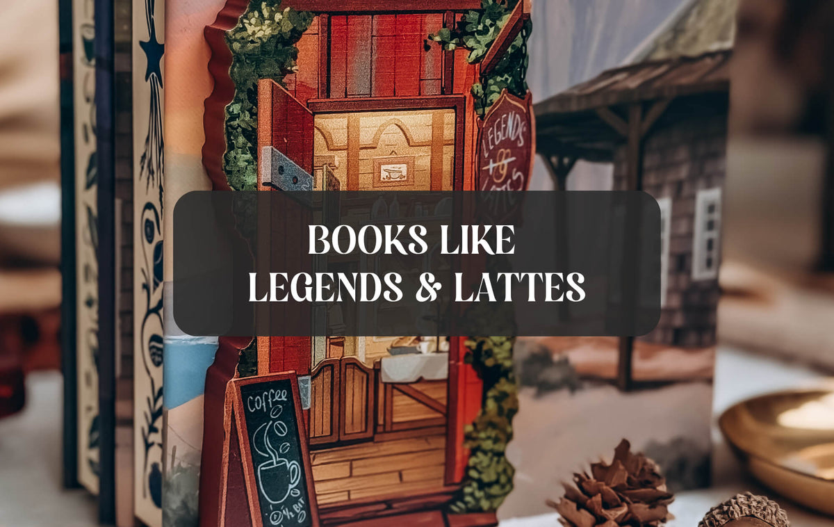 Graphic with bookend with text which reads "Books Like Legends & Lattes"