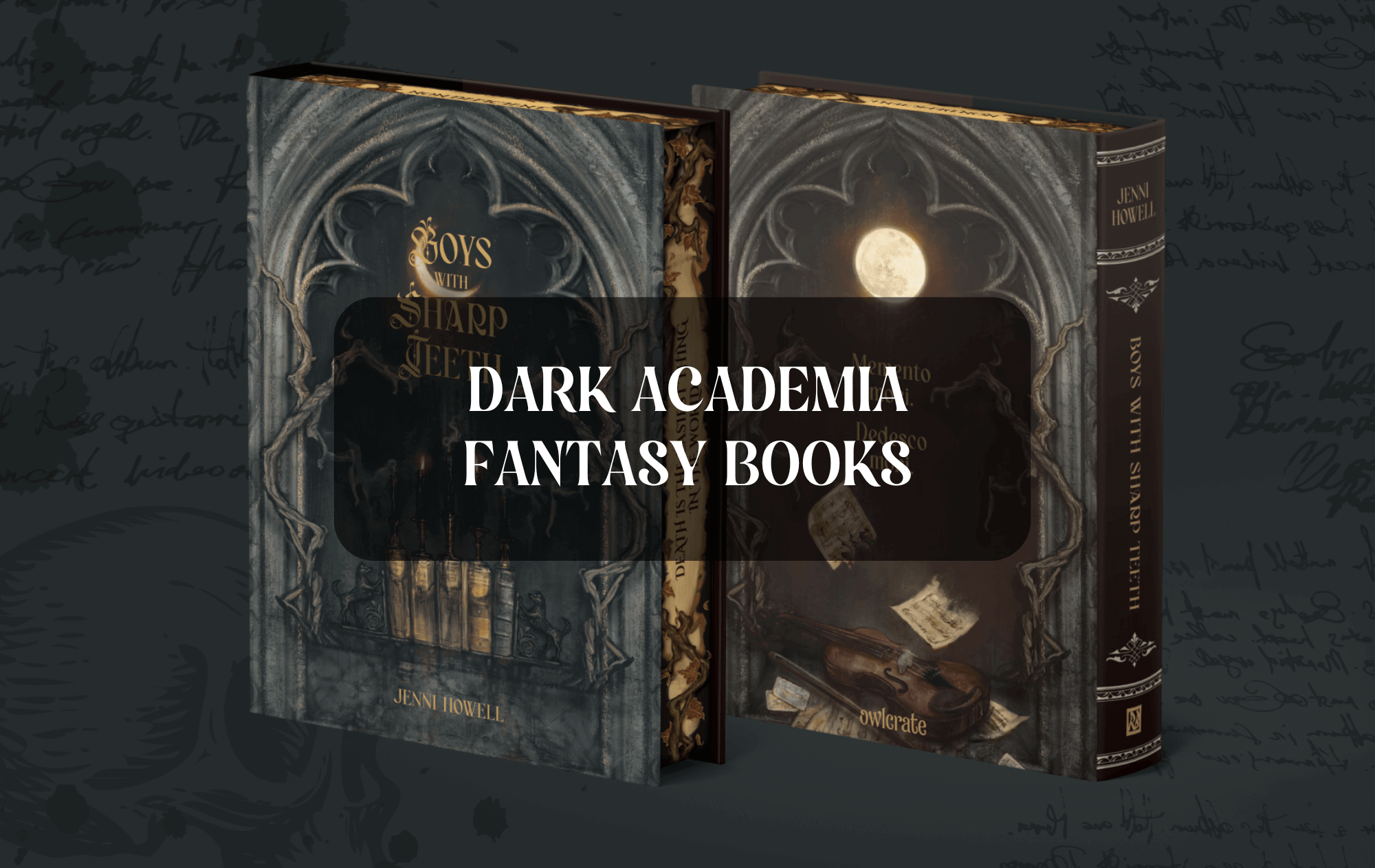 Graphic with Dark Academia Fantasy theme