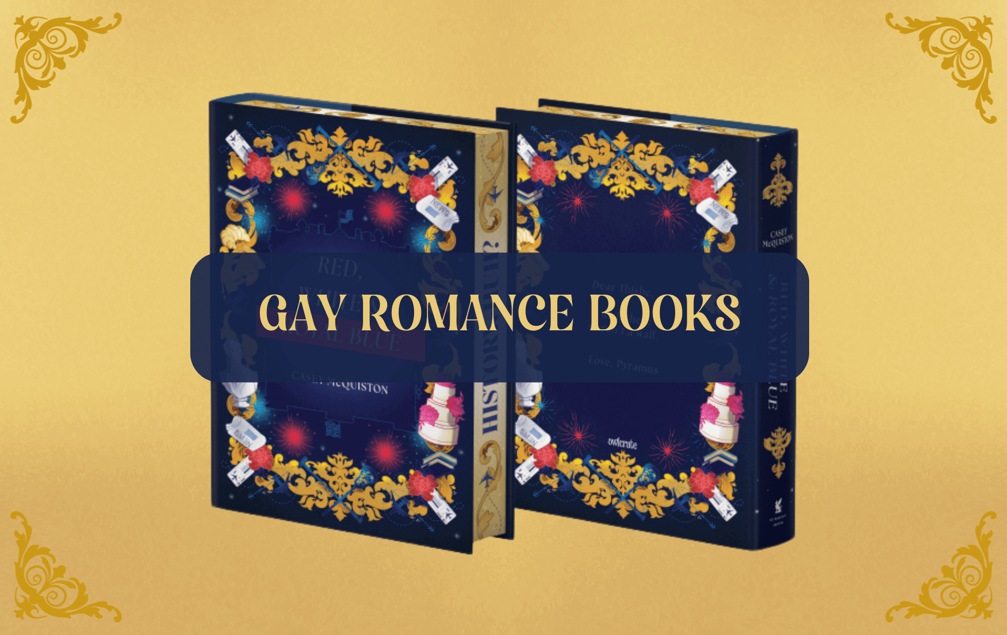 Graphic with text that says "Gay Romance Books"