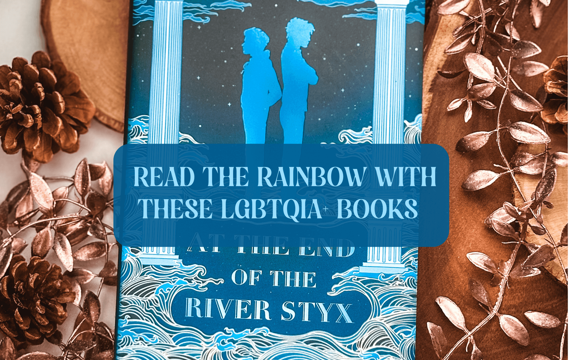 Graphic with blue book and text that says " LGBTQIA+ Books Perfect For Price Month"