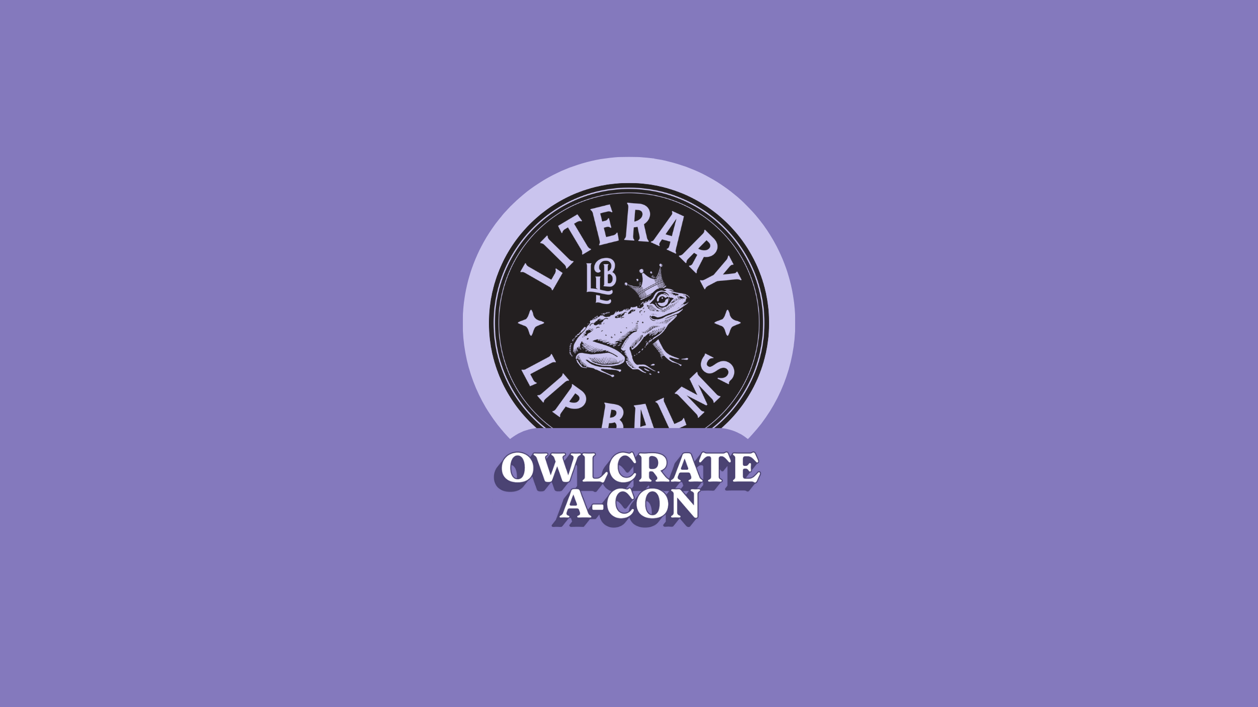 Literary Lip Balms  logo on purple background