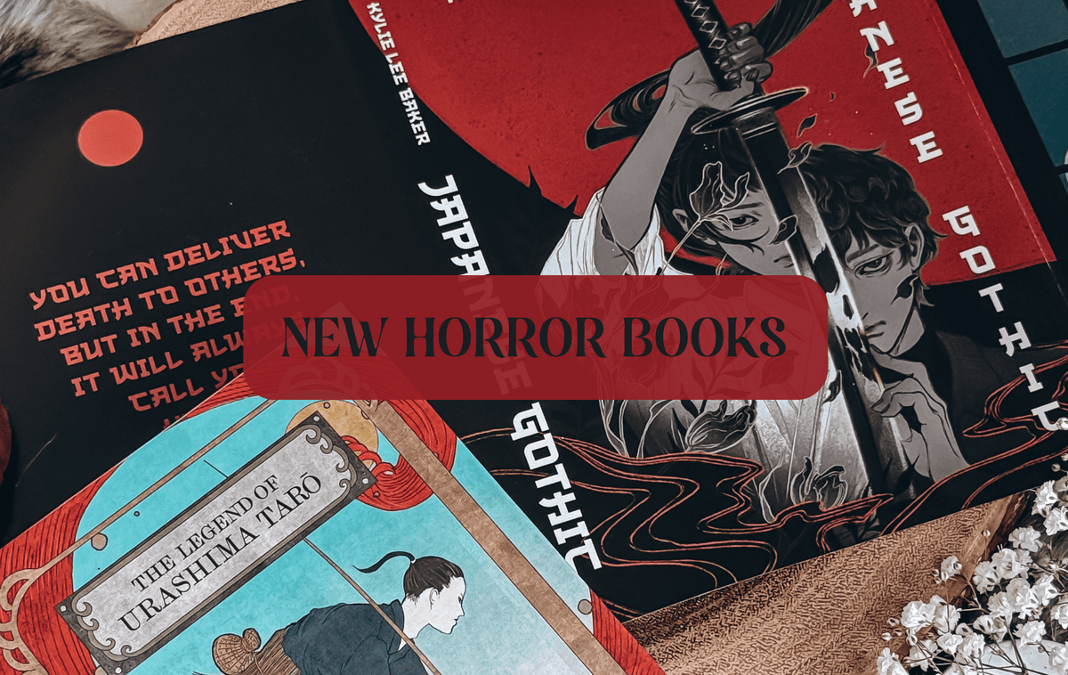 Graphic with Horror theme and text which reads "Best New Horror Books Of 2026"