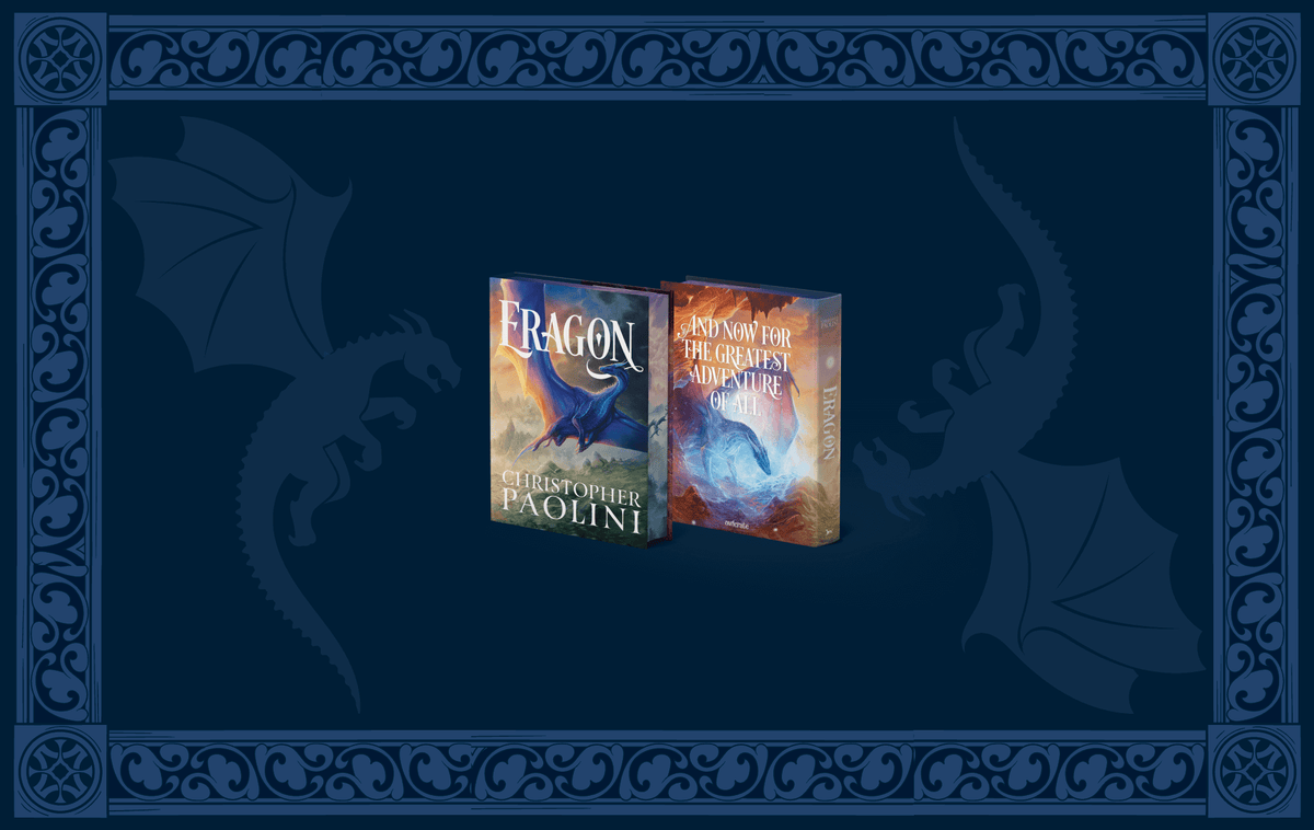Dark blue banner with light blue wallpaper framing