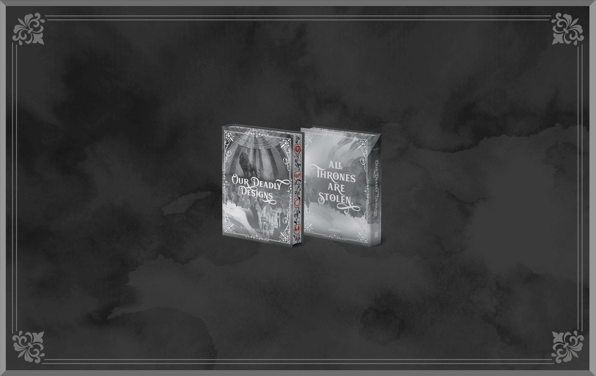 Grey smoky background  framed in lighter grey designs.