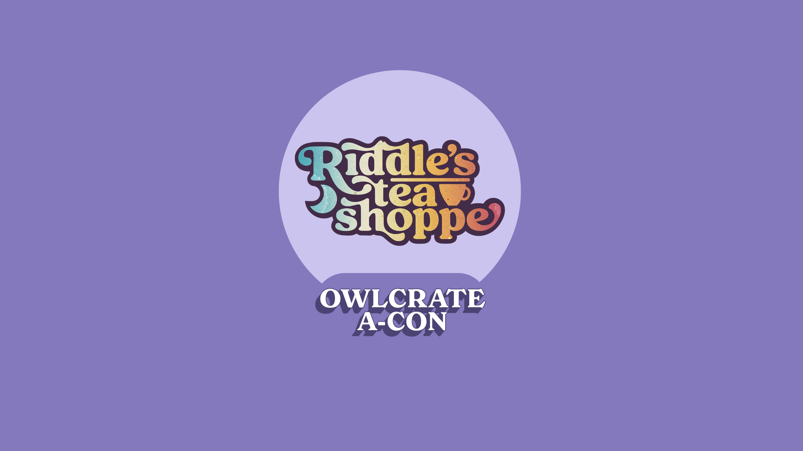 Riddle's Tea Shoppe  logo on purple background