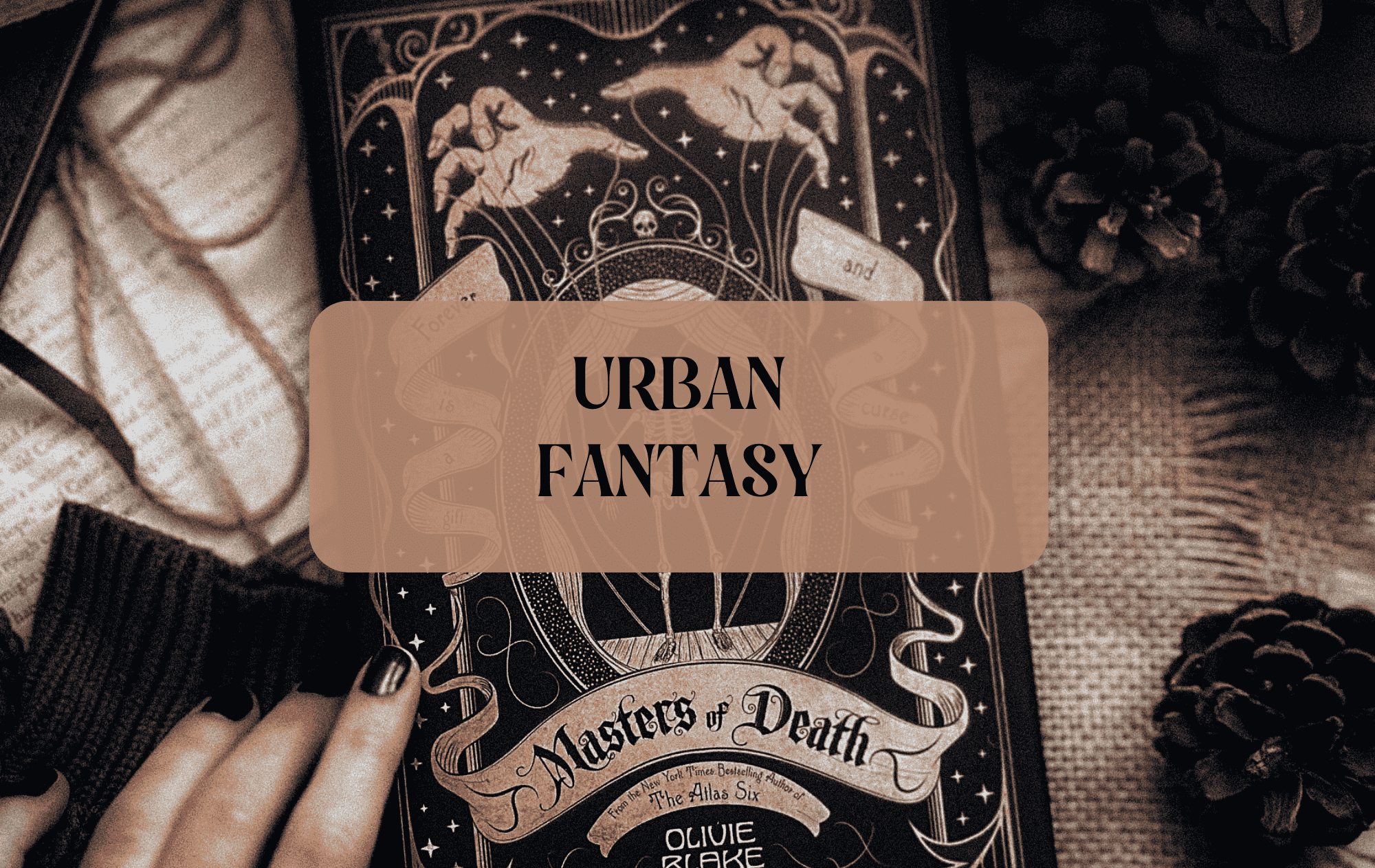 Graphic with books and text that reads "Urban Fantasy"