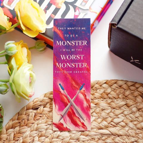 I Will Be the Monster Wooden Bookmark