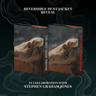 Reversible dust jacket reveal for The Only Good Indians and Off the Reservation book set, in collaboration with Stephen Graham Jones. The back covers for the two books are centered on a dark teal background with illustrative smoke. Covers both depict a large animal skull .