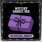 Mystery goodies box - I'm feeling ardent. A vector design of a purple wrapped present on a starry black background framed by white barbed wire.