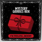 Mystery goodies box - I'm feeling moody. A vector design of a red wrapped present on a starry black background framed by white barbed wire.