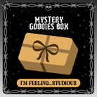 Mystery goodies box - I'm feeling studious. A vector design of a tan wrapped present on a starry black background framed by white barbed wire.